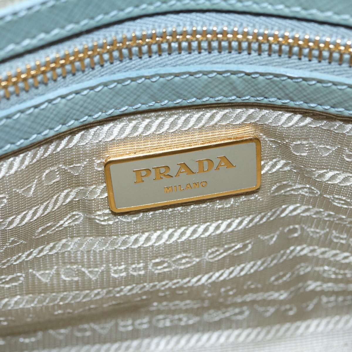 PRADA Hand Bag Enamel 2way Green Gold Auth 86018