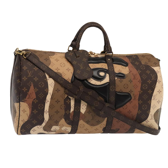 LOUIS VUITTON LV Portrait Keepall Bandouliere 55 Bag Brown M46677 Auth 86022SM