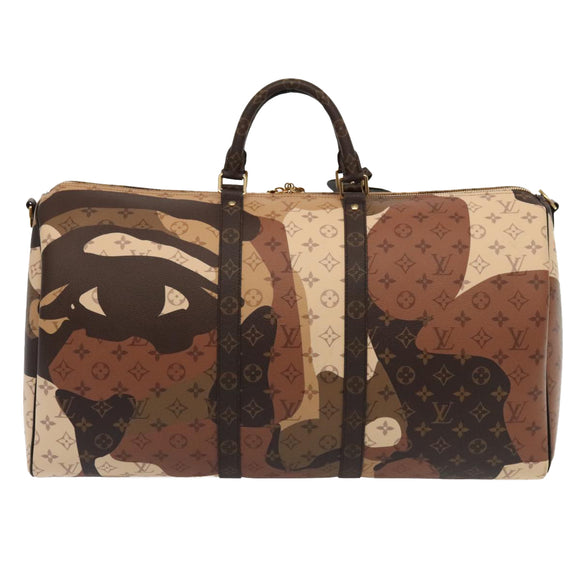 LOUIS VUITTON LV Portrait Keepall Bandouliere 55 Bag Brown M46677 Auth 86022SM
