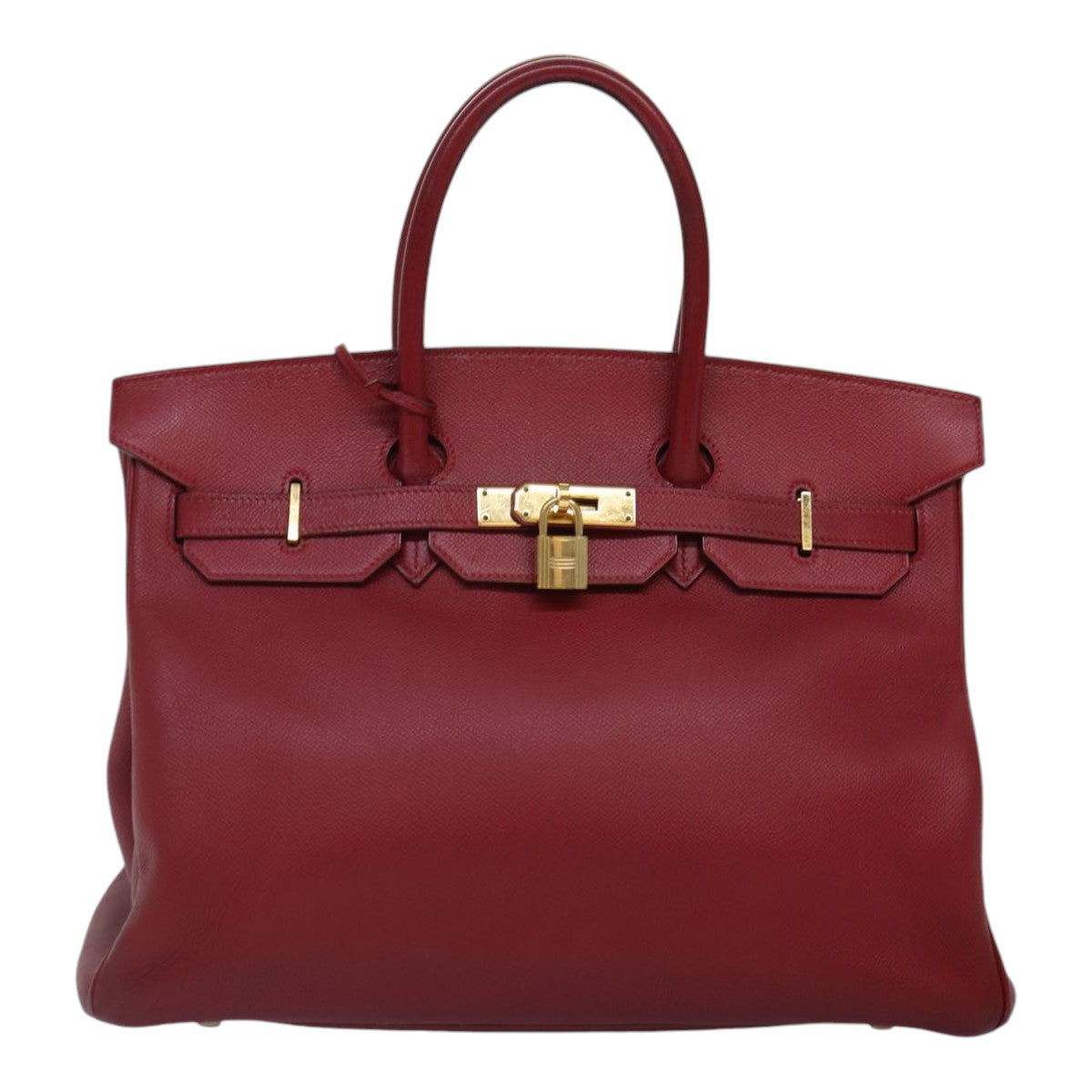 HERMES Birkin 35 Hand Bag Leather Red Gold Auth 86024 - 0