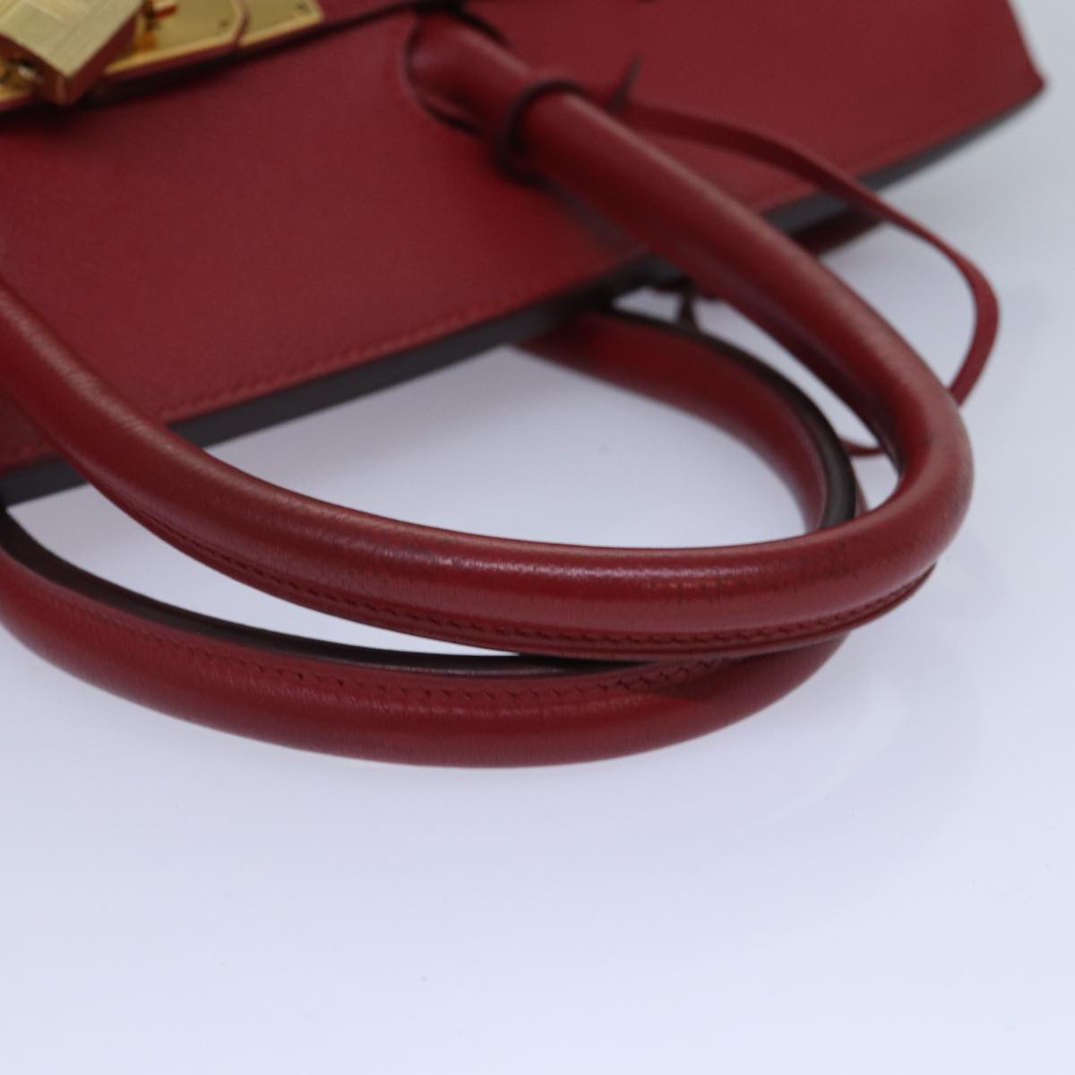 HERMES Birkin 35 Hand Bag Leather Red Gold Auth 86024