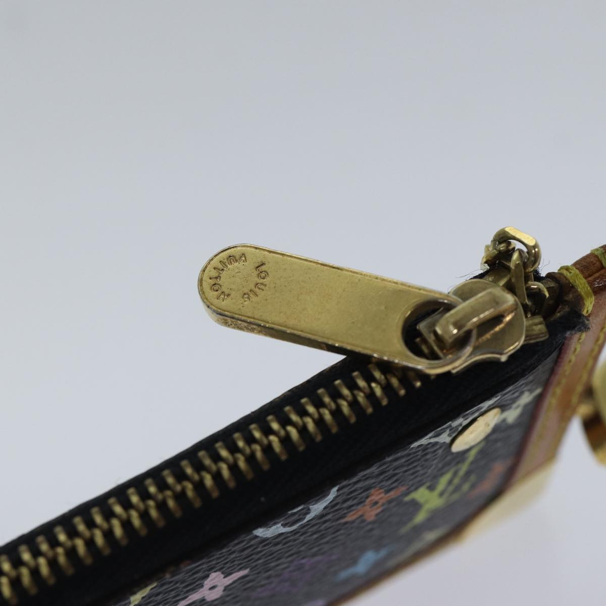 LOUIS VUITTON Monogram Multicolor Pochette Cles Purse Black M92654 LV Auth 86029