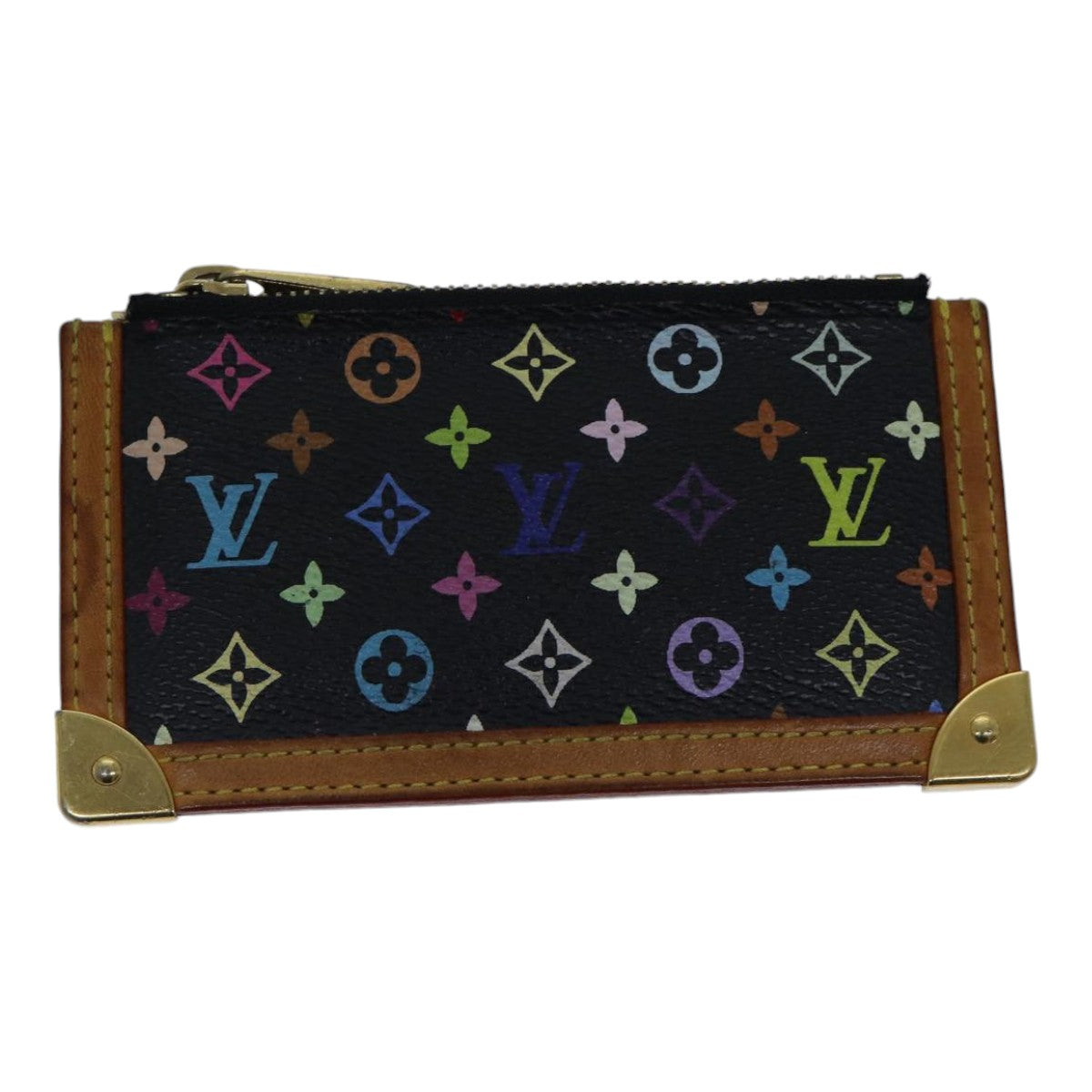 LOUIS VUITTON Monogram Multicolor Pochette Cles Purse Black M92654 LV Auth 86029