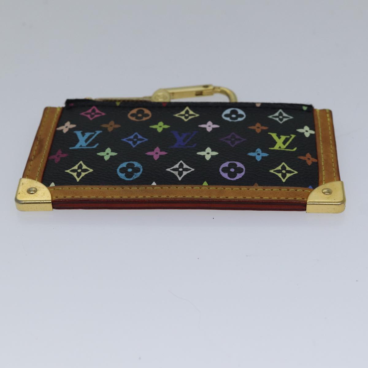 LOUIS VUITTON Monogram Multicolor Pochette Cles Purse Black M92654 LV Auth 86029