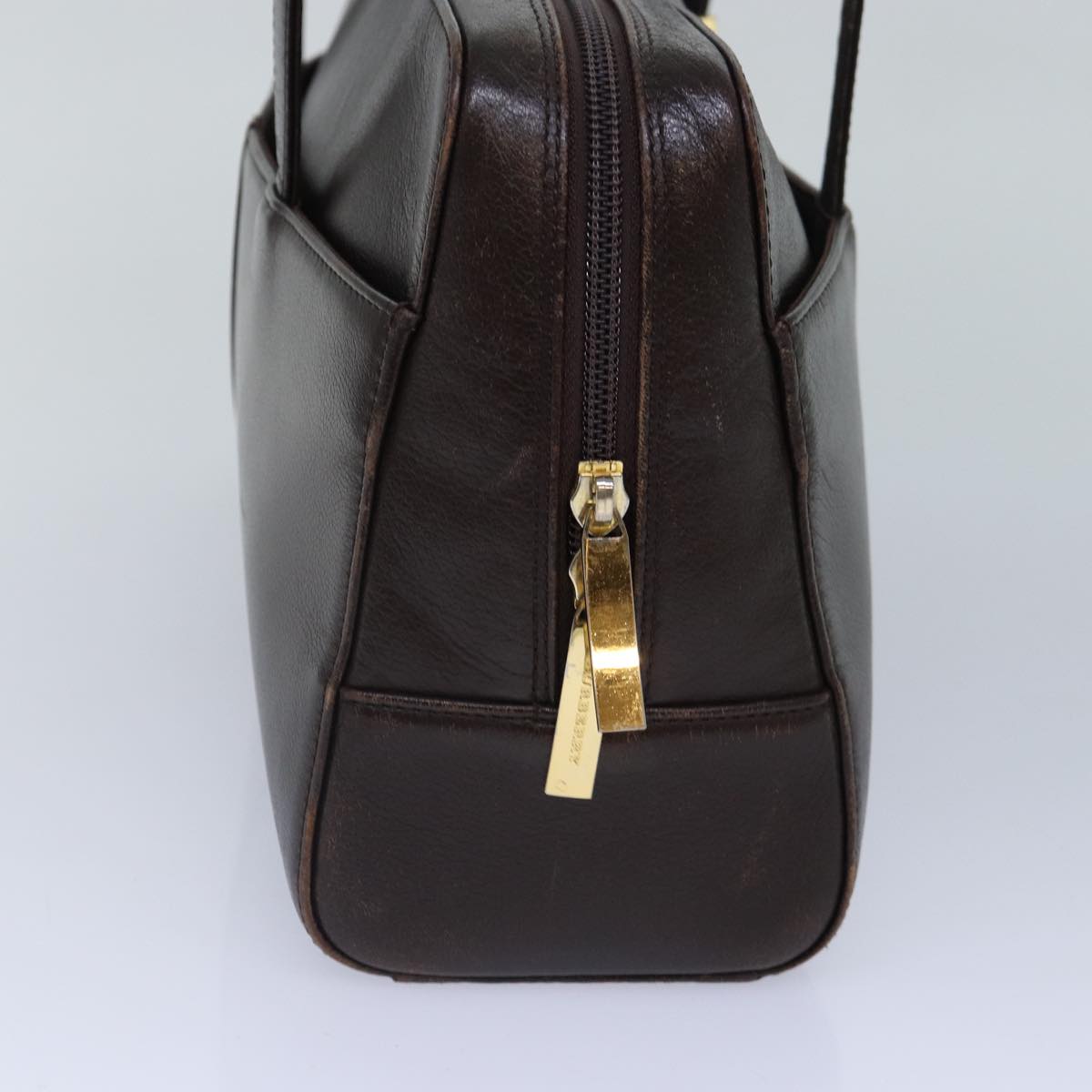 BURBERRY Shoulder Bag Leather Brown Gold Auth 86040