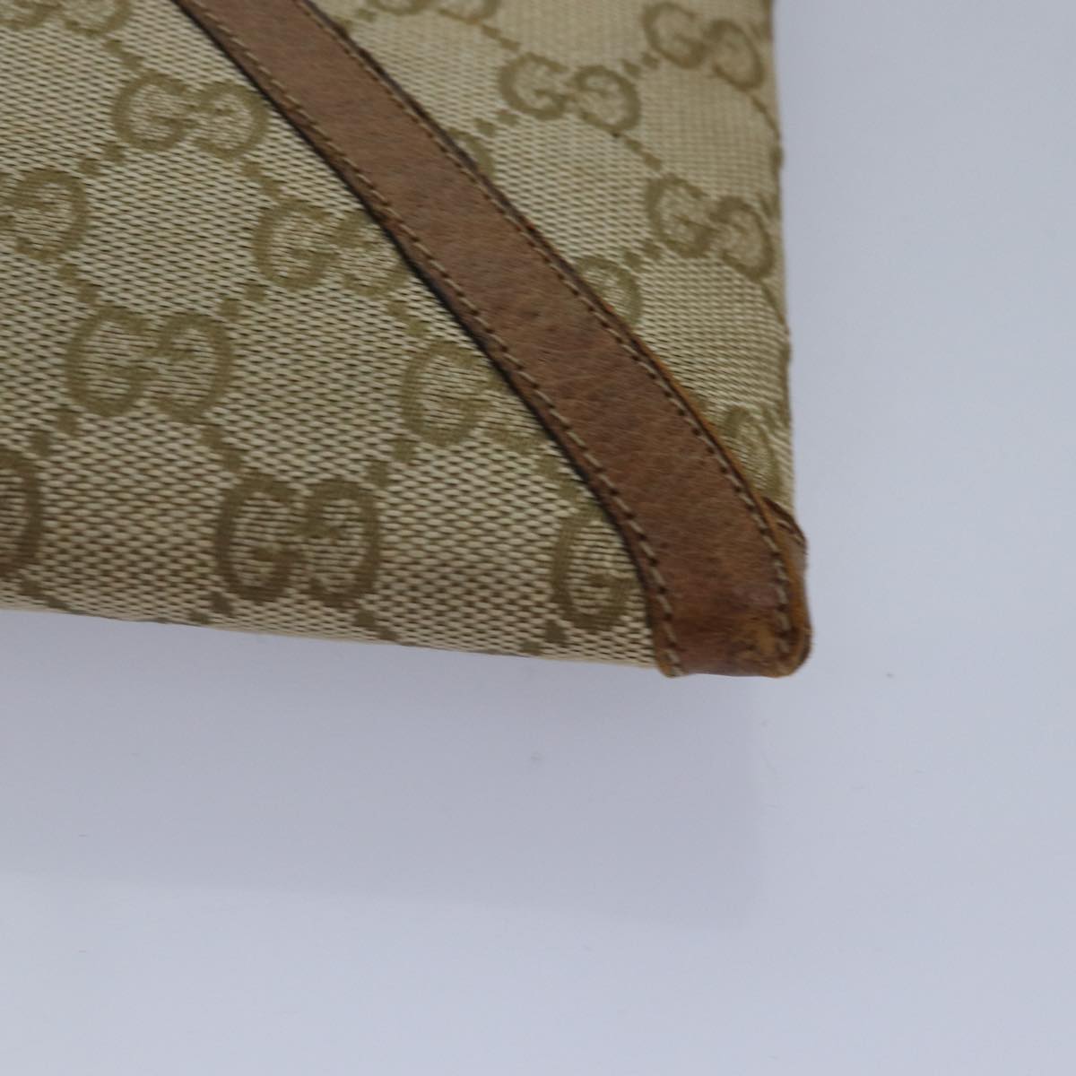 GUCCI GG Canvas Web Sherry Line Clutch Bag Beige Red gold Auth 86042