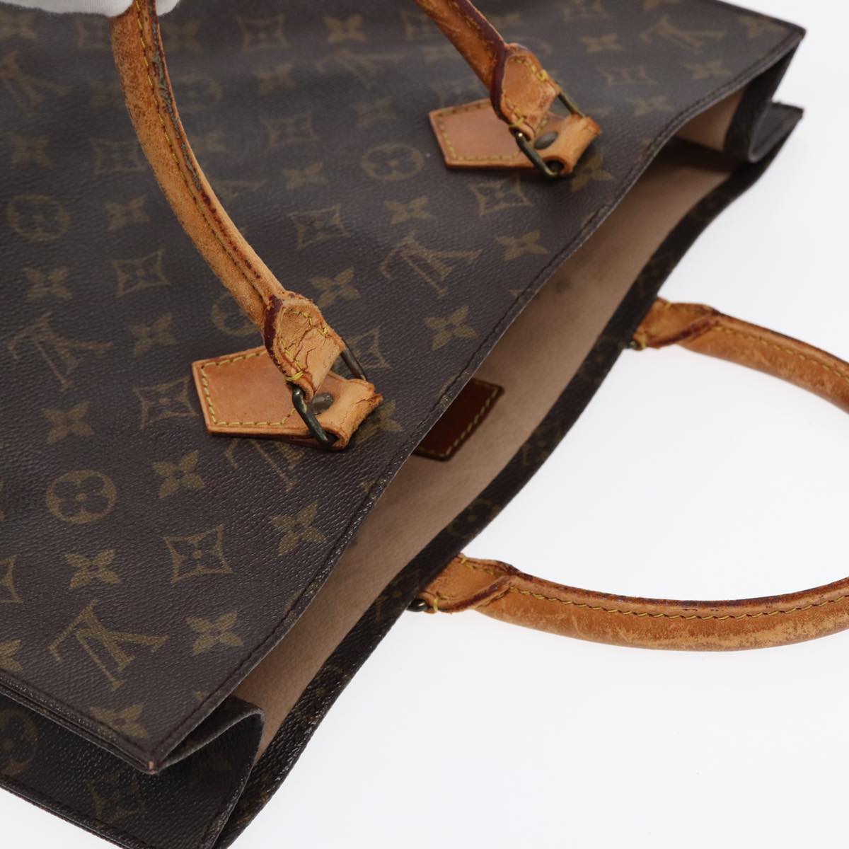 LOUIS VUITTON Monogram Sac Plat Hand Bag M51140 LV Auth 86115