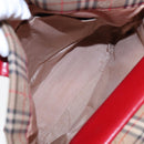 BURBERRY Nova Check Tote Bag Canvas Leather Beige Gold Red Auth 86159-11