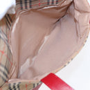 BURBERRY Nova Check Tote Bag Canvas Leather Beige Gold Red Auth 86159-12