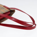 BURBERRY Nova Check Tote Bag Canvas Leather Beige Gold Red Auth 86159-7