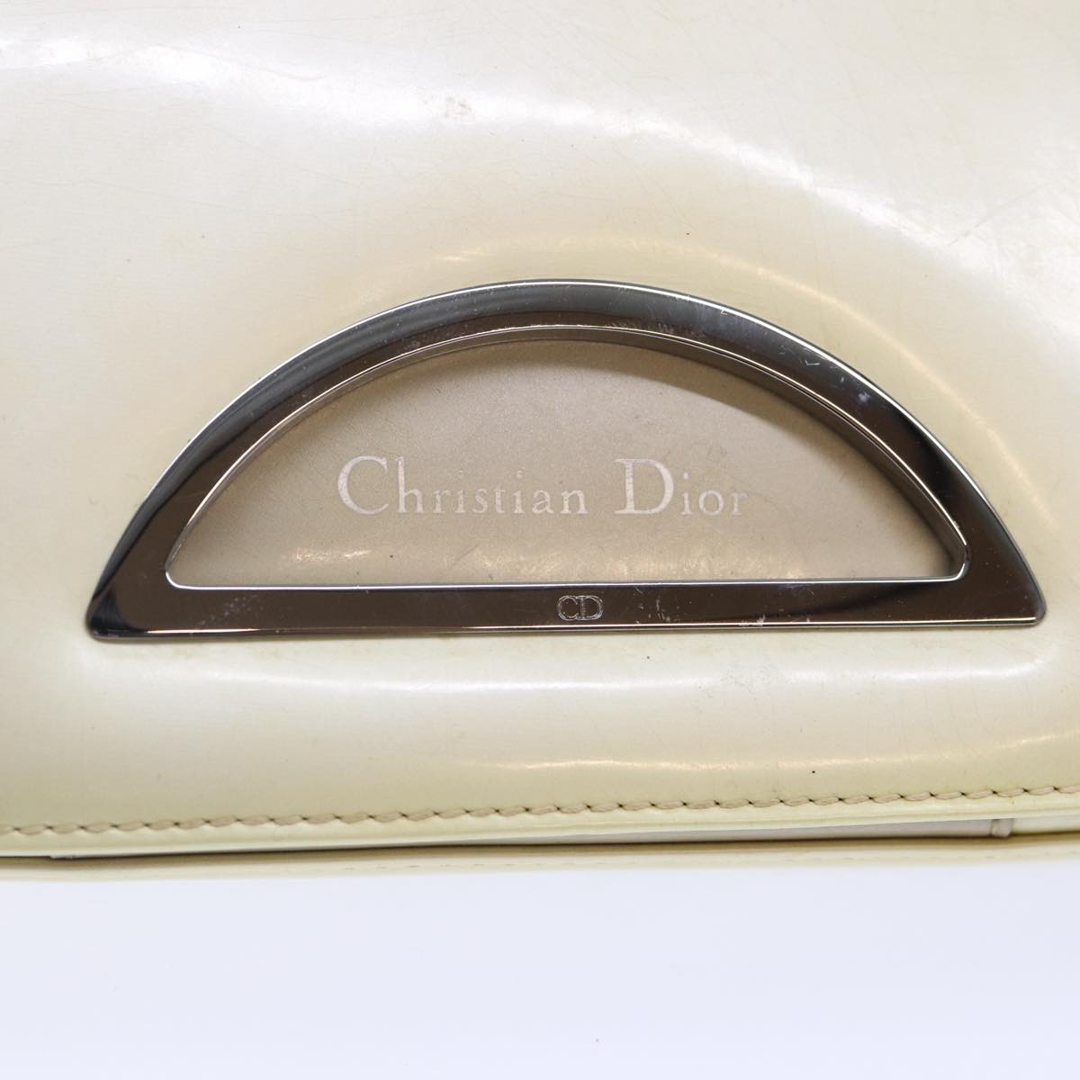 Christian Dior Shoulder Bag Enamel White Auth 86173