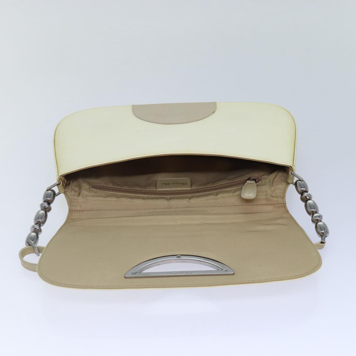 Christian Dior Shoulder Bag Enamel White Auth 86173