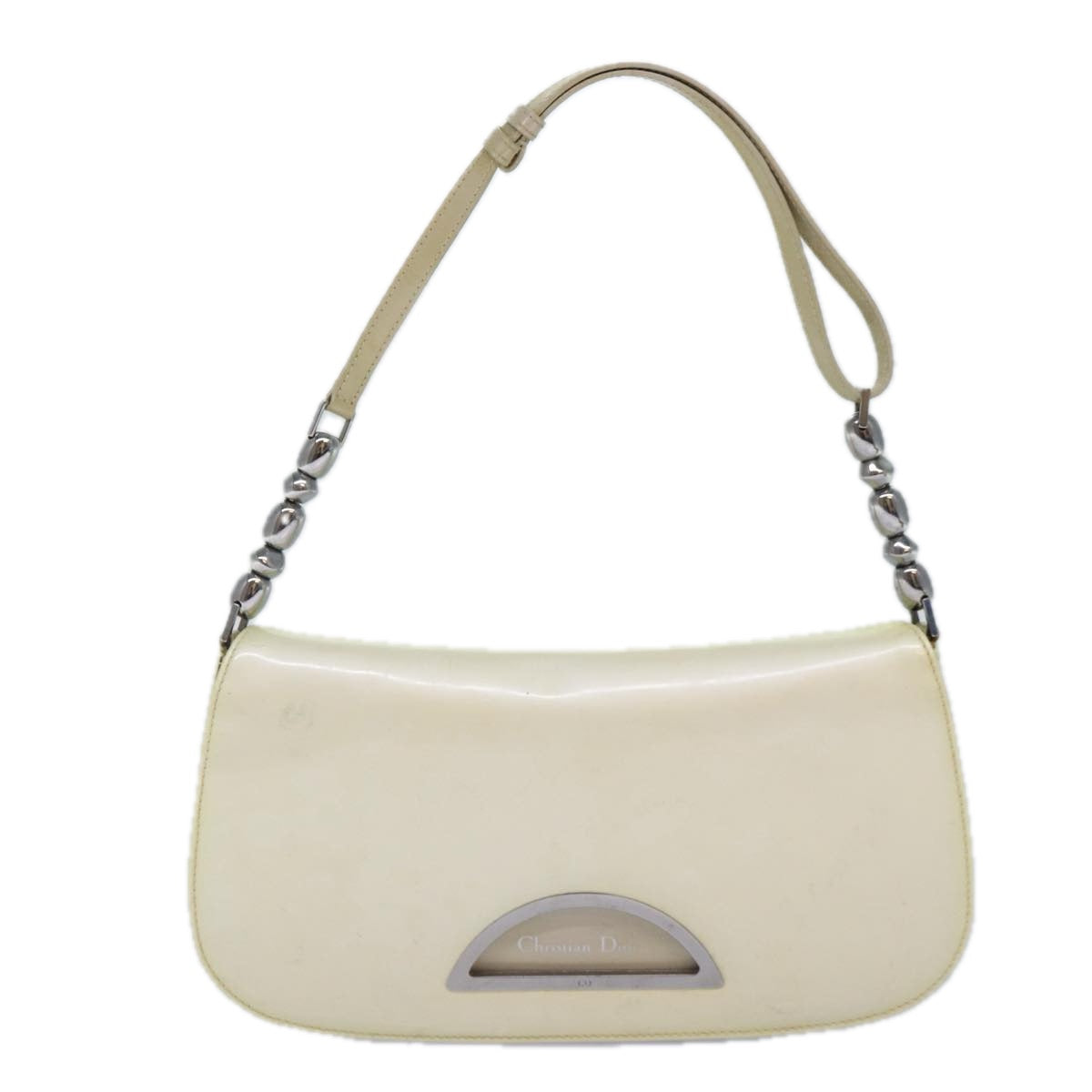 Christian Dior Shoulder Bag Enamel White Auth 86173