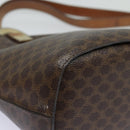 CELINE Macadam Canvas Shoulder Bag PVC Leather Brown Gold Auth 86174-16