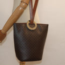 CELINE Macadam Canvas Shoulder Bag PVC Leather Brown Gold Auth 86174-23