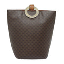 CELINE Macadam Canvas Shoulder Bag PVC Leather Brown Gold Auth 86174-13