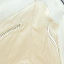 CELINE Shoulder Bag Leather White Silver Auth 86175-20