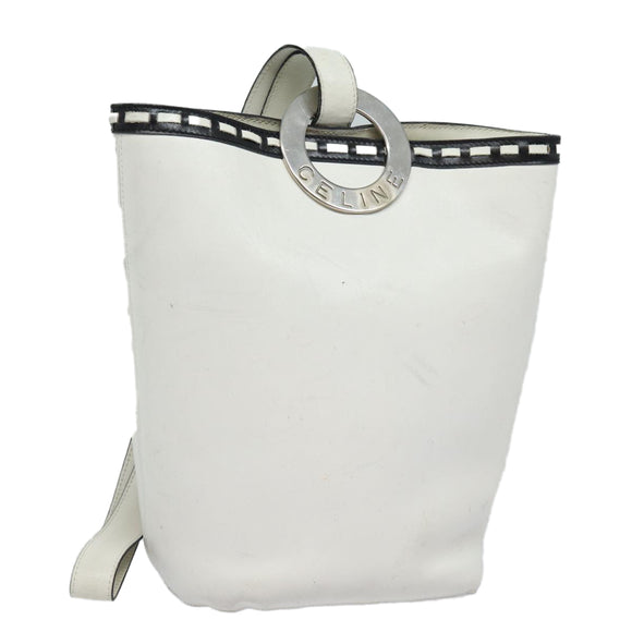 CELINE Umhängetasche Leder Weiß Silber Orig. 86175