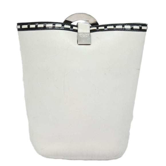 CELINE Umhängetasche Leder Weiß Silber Orig. 86175
