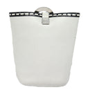 CELINE Shoulder Bag Leather White Silver Auth 86175-2