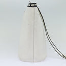 CELINE Shoulder Bag Leather White Silver Auth 86175-3