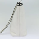 CELINE Shoulder Bag Leather White Silver Auth 86175-4