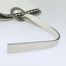 CELINE Shoulder Bag Leather White Silver Auth 86175-7