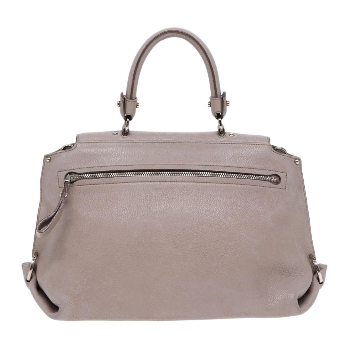 Salvatore Ferragamo Gancini Hand Bag Leather 2way Purple Silver Auth 86177 - 0