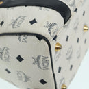 MCM Vicetos Logogram Hand Bag PVC Leather 2way White Gold Auth 86185-8