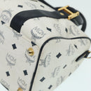 MCM Vicetos Logogram Hand Bag PVC Leather 2way White Gold Auth 86185-15
