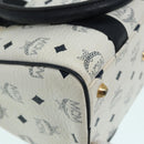 MCM Vicetos Logogram Hand Bag PVC Leather 2way White Gold Auth 86185-16