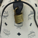 MCM Vicetos Logogram Hand Bag PVC Leather 2way White Gold Auth 86185-18