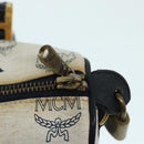 MCM Vicetos Logogram Handtasche PVC Leder 2-Wege Weiß Gold Auth 86185-9
