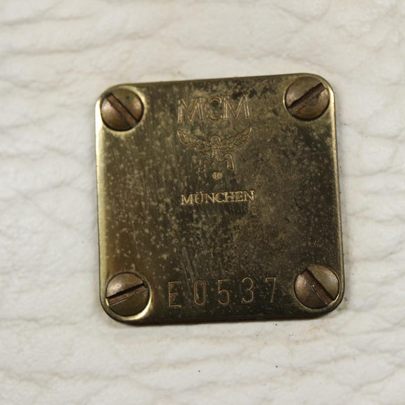 MCM Vicetos Logogram Handtasche PVC Leder 2-Wege Weiß Gold Auth 86185