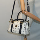 MCM Vicetos Logogram Hand Bag PVC Leather 2way White Gold Auth 86185-24