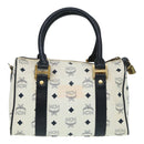 MCM Vicetos Logogram Hand Bag PVC Leather 2way White Gold Auth 86185-2