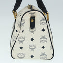 MCM Vicetos Logogram Hand Bag PVC Leather 2way White Gold Auth 86185-3