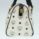 MCM Vicetos Logogram Hand Bag PVC Leather 2way White Gold Auth 86185-4