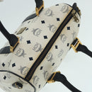 MCM Vicetos Logogram Hand Bag PVC Leather 2way White Gold Auth 86185-6