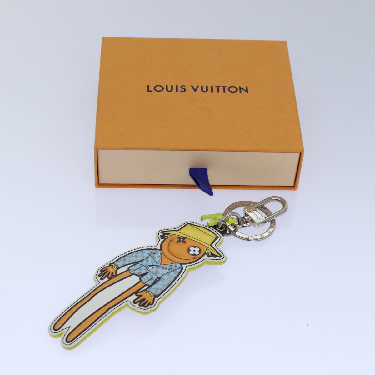 LOUIS VUITTON Porte Cles LV Scarecrow Charm PVC Orange MP2922 LV Auth 86206