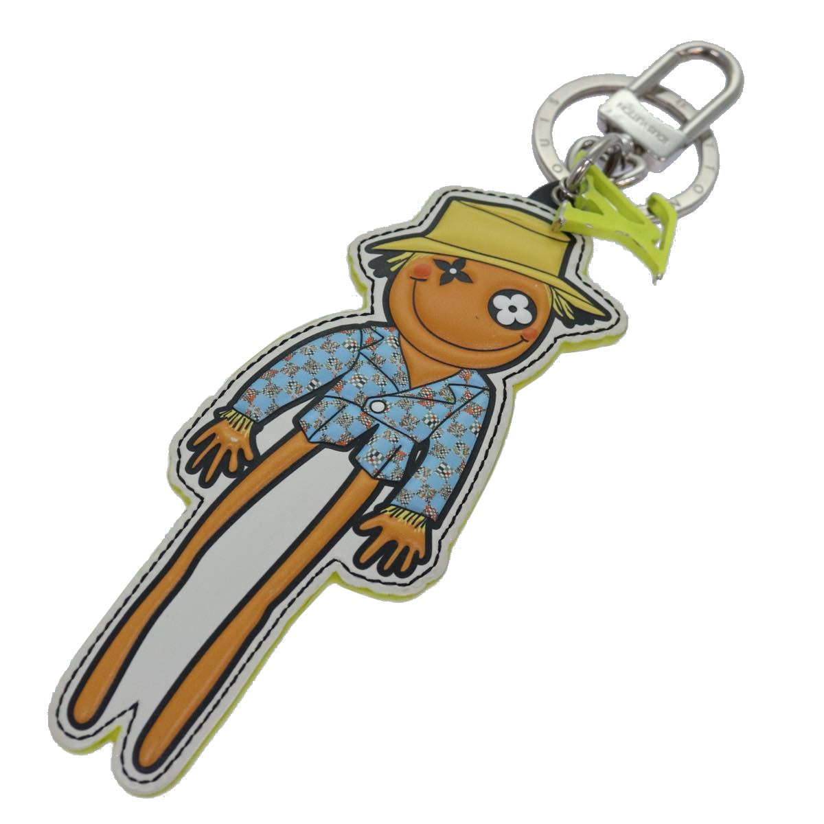 LOUIS VUITTON Porte Cles LV Scarecrow Charm PVC Orange MP2922 LV Auth 86206