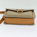 CELINE Macadam Canvas Shoulder Bag Beige Gold Auth 86227-5