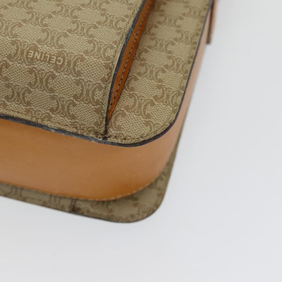 CELINE Macadam Canvas Umhängetasche Beige Gold Auth 86227