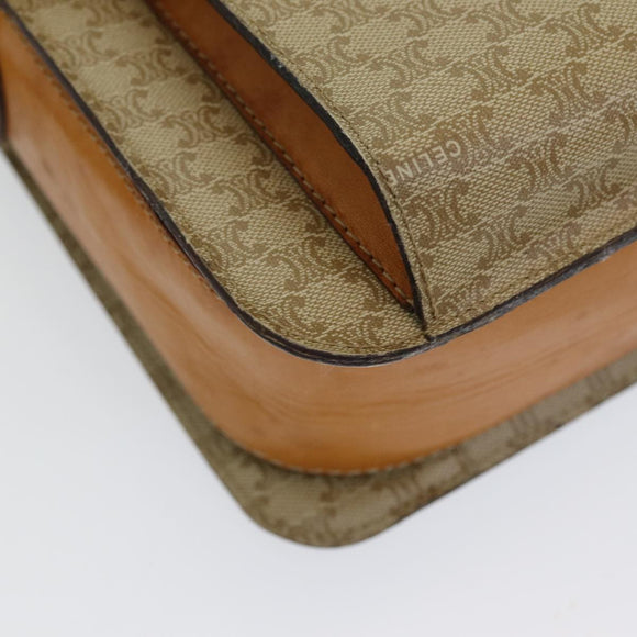 CELINE Macadam Canvas Umhängetasche Beige Gold Auth 86227
