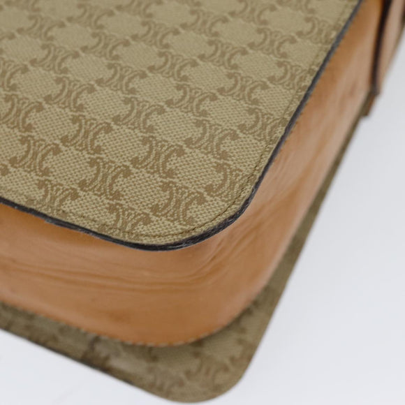 CELINE Macadam Canvas Umhängetasche Beige Gold Auth 86227