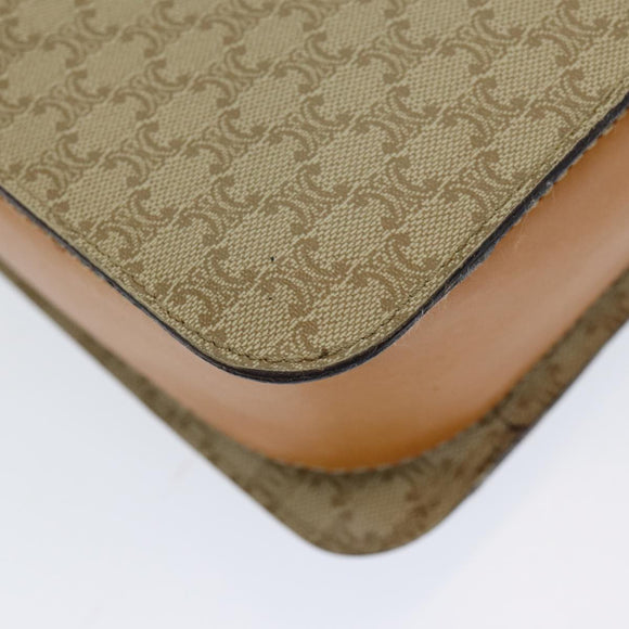 CELINE Macadam Canvas Umhängetasche Beige Gold Auth 86227