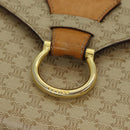 CELINE Macadam Canvas Shoulder Bag Beige Gold Auth 86227-17