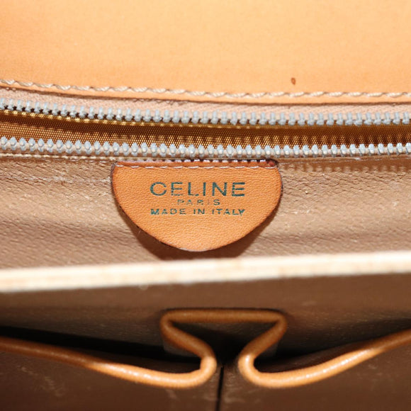 CELINE Macadam Canvas Umhängetasche Beige Gold Auth 86227