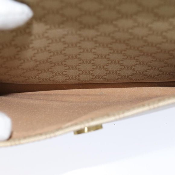 CELINE Macadam Canvas Umhängetasche Beige Gold Auth 86227
