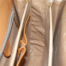 CELINE Macadam Canvas Shoulder Bag Beige Gold Auth 86227-21